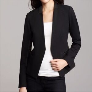 NWT Theory Black Blazer with Leather Trim